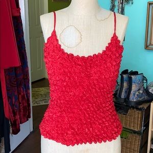 Blood red “popcorn” top